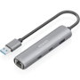 Aisens USB-A Docking Station Ethernet Gigabit y Hub 4 en 1, Gris